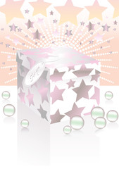 Vector illustration of gift box covered with stars
