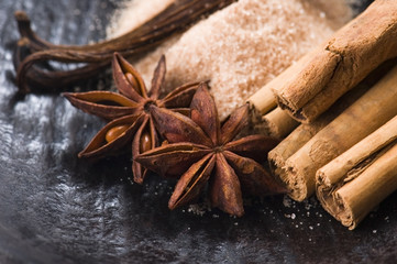 Fototapeta na wymiar aromatic spices with brown sugar