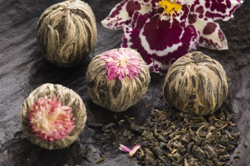 Green chinese tea balls