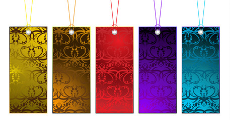 colored ornamental tags