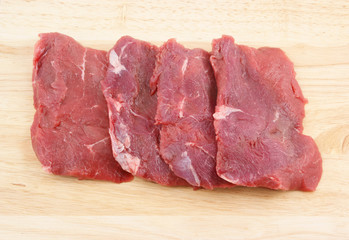 Fresh beef isolated on wooden background