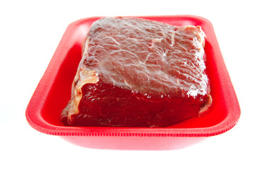 beef meat on tray