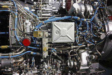 Detailed exposure of a turbo jet engine