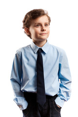 Schoolboy isolated on white