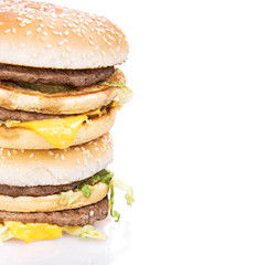 Cheeseburger isolated on white background.