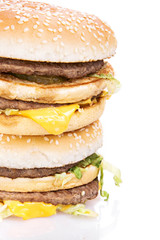 Cheeseburger isolated on white background.