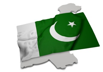 realistic ensign covering the shape of Pakistan (پاکستان)