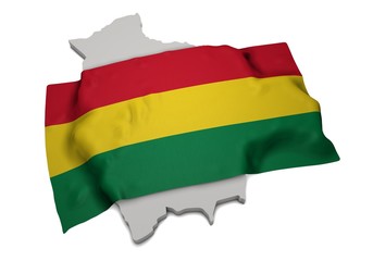 realistic ensign covering the shape of Bolivia