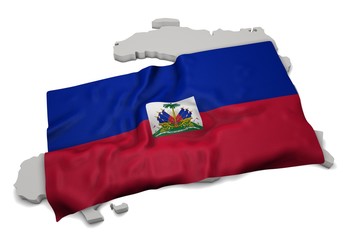 realistic ensign covering the shape of Haiti ( Haïti - Ayiti )