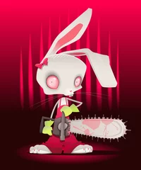 Sierkussen Horror bunny with background. Vector and cartoon illustration. © ddraw