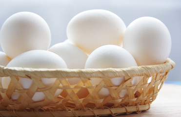 Eggs in the wood basket