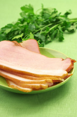Sliced ham and parsley