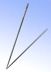 Steel needle on a blue background