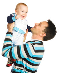 Happy father and son