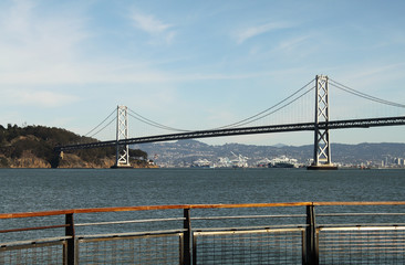 View of bridge and island from a pier