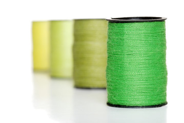 Isolated shades of Green Sewing Thread