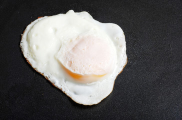 Closeup of an Over Easy Fried Egg in a frying pan
