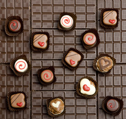 chocolate bars with chocolate candies