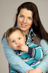 Smiling mother with son