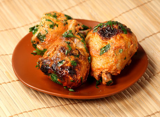 Chicken legs roasted in  griddle