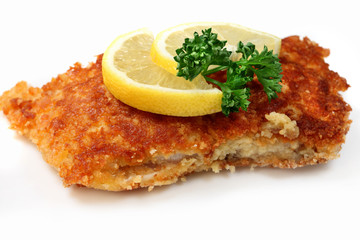 Sea food. Roasted  fish with lemon