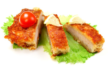 Sea food. Roasted  fish with lemon