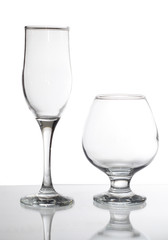 group of glasses isolated on white.