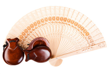 fan with castanets isolated on the white background