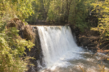 Light Shining on Waterfall