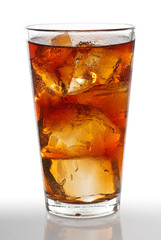 Cold glass of iced tea isolated on white with clipping path