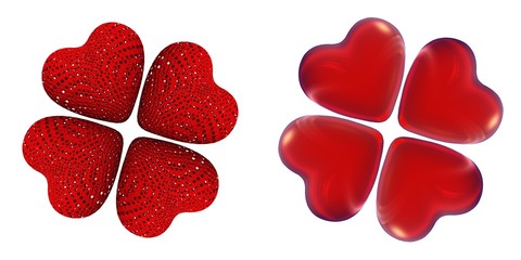 High resolution 3D hearts isolated on white background