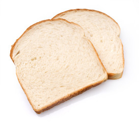 Two slices of white sandwich bread isolated with clipping path - 20398670
