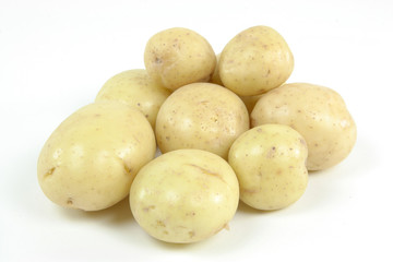White fresh mini potatoes.