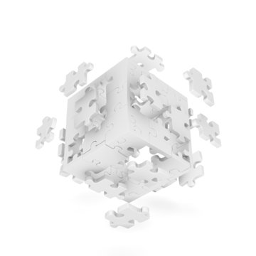 Decomposed cube of puzzle