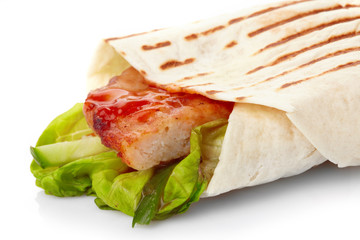 tortilla with meat and vegetables.