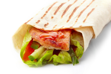 tortilla with meat and vegetables.