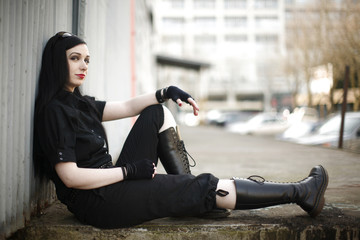 Sexy young woman in black