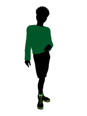 African American Male Teenager Illustration Silhouette