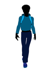 African American Teen Hiker Silhouette