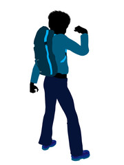 African American Teen Hiker Silhouette