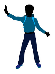 African American Teen Hiker Silhouette