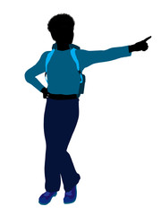 African American Teen Hiker Silhouette