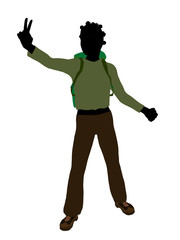 African American Teen Hiker Silhouette
