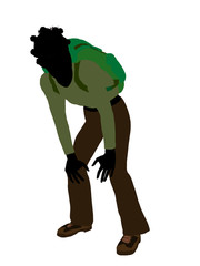 African American Teen Hiker Silhouette