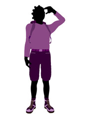 African American Teen Hiker Silhouette