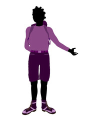 African American Teen Hiker Silhouette