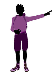 African American Teen Hiker Silhouette