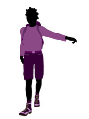 African American Teen Hiker Silhouette