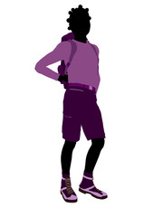 African American Teen Hiker Silhouette