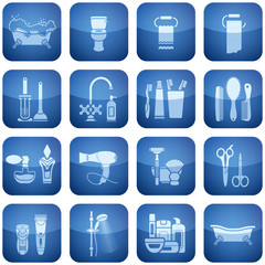 Cobalt Square 2D Icons Set: Bath